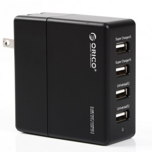 Orico 4 Ports Charger with Smart charging – iPhone 5S 5C, iPad, Galxy , Nexus